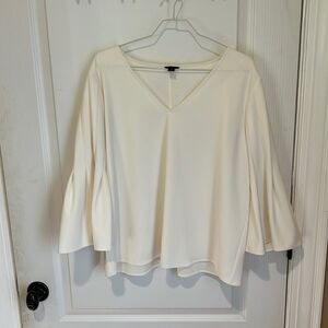 Ann Taylor cream blouse with puff sleeves